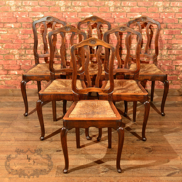 Set of Six C19th French Country Chairs - London Fine Antiques