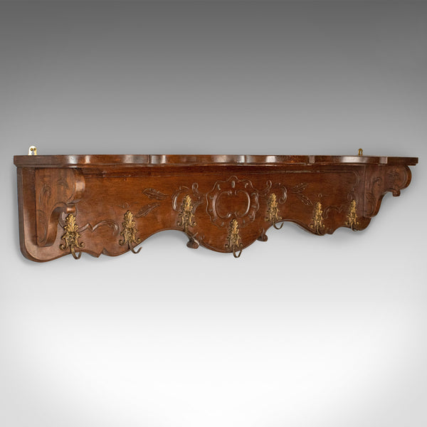 Antique Set of Coat Hooks, Edwardian, Wall Mounted, Hall Shelf, Walnut c.1910 - London Fine Antiques