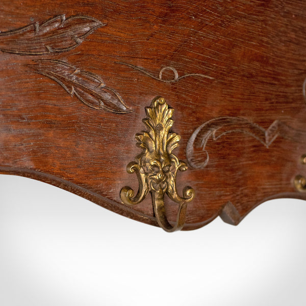 Antique Set of Coat Hooks, Edwardian, Wall Mounted, Hall Shelf, Walnut c.1910 - London Fine Antiques