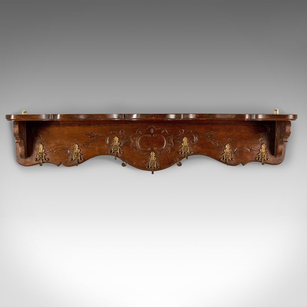 Antique Set of Coat Hooks, Edwardian, Wall Mounted, Hall Shelf, Walnut c.1910 - London Fine Antiques