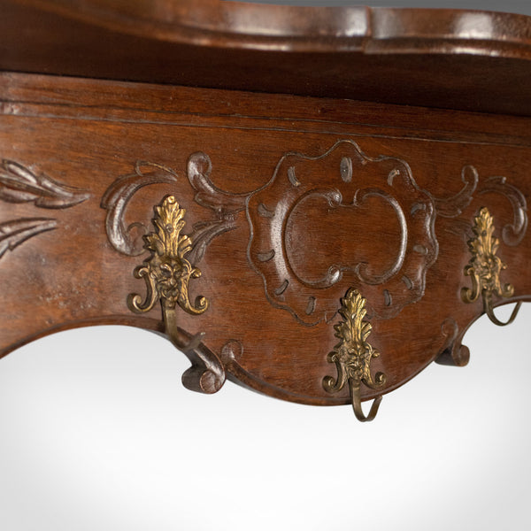 Antique Set of Coat Hooks, Edwardian, Wall Mounted, Hall Shelf, Walnut c.1910 - London Fine Antiques