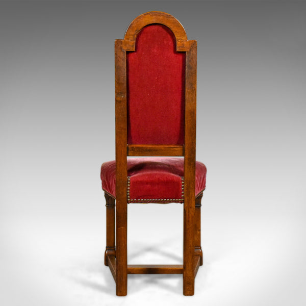Antique Set of Eight Dining Chairs, English Oak, Red, Victorian Gothic c1860 - London Fine Antiques
