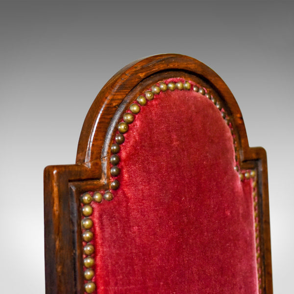 Antique Set of Eight Dining Chairs, English Oak, Red, Victorian Gothic c1860 - London Fine Antiques