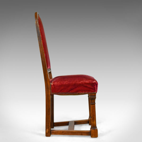 Antique Set of Eight Dining Chairs, English Oak, Red, Victorian Gothic c1860 - London Fine Antiques