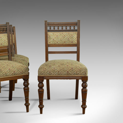 Antique Set of Four Dining Chairs, Edwardian, Mahogany, Upholstered, Circa 1910 - London Fine Antiques