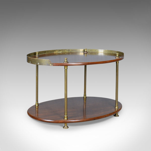 Antique Ship's Table, English, Mahogany, Brass, Two Tier, Side, Edwardian c.1910 - London Fine Antiques