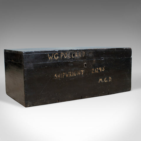 Antique Shipwright's Chest, Pine Tool Box Trunk, W.G. Pollard Early 20th Century - London Fine Antiques
