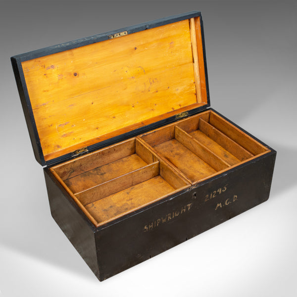 Antique Shipwright's Chest, Pine Tool Box Trunk, W.G. Pollard Early 20th Century - London Fine Antiques