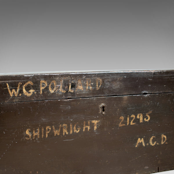Antique Shipwright's Chest, Pine Tool Box Trunk, W.G. Pollard Early 20th Century - London Fine Antiques