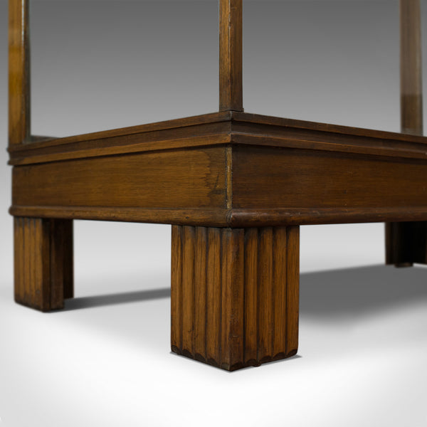 Antique Shop Display Cabinet, English, Art Deco Oak Showcase, Shop Fitting c1930 - London Fine Antiques