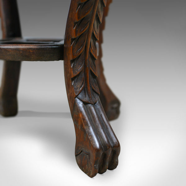 Antique Side Table, Carved, Chinese, Stand, Teak, Marble, Circa 1900 - London Fine Antiques