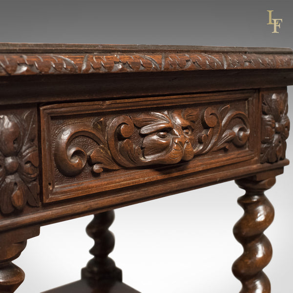 Antique Side Table, murphY67 English Oak Stand,  Whatnot c.1880 - London Fine Antiques