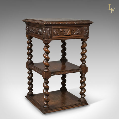 Antique Side Table, murphY67 English Oak Stand,  Whatnot c.1880 - London Fine Antiques