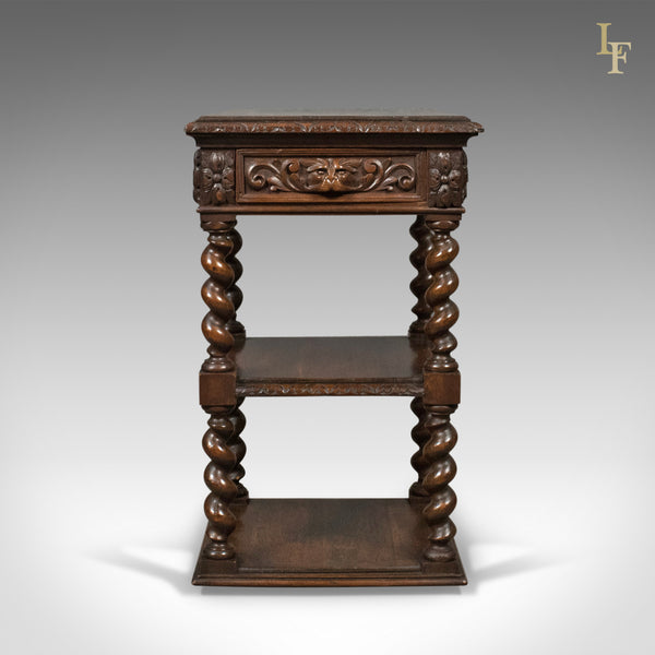 Antique Side Table, murphY67 English Oak Stand,  Whatnot c.1880 - London Fine Antiques