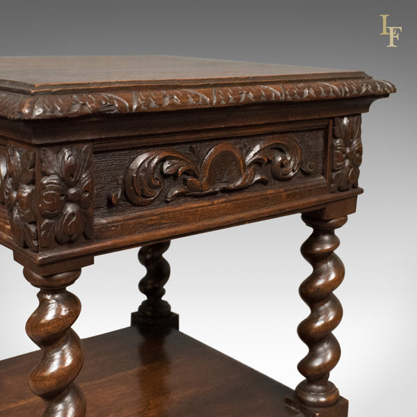 Antique Side Table, murphY67 English Oak Stand,  Whatnot c.1880 - London Fine Antiques