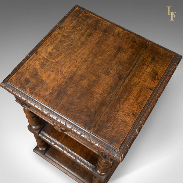 Antique Side Table, murphY67 English Oak Stand,  Whatnot c.1880 - London Fine Antiques