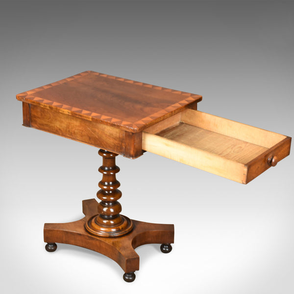 Antique Side Table, English, Regency, End Table, Mahogany, Satinwood Circa 1820 - London Fine Antiques