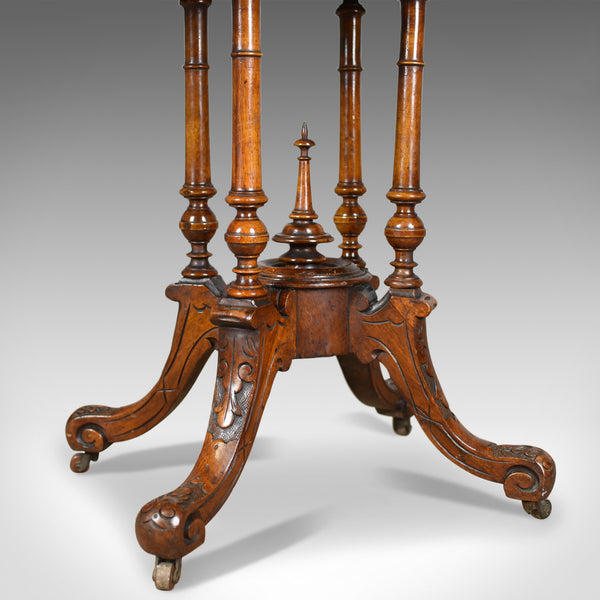 Antique Side Table, English, Victorian, Lamp, Burr Walnut, Circa 1870 - London Fine Antiques