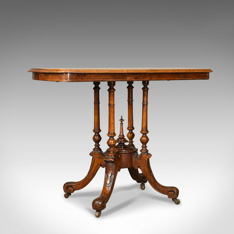 Antique Side Table, English, Victorian, Lamp, Burr Walnut, Circa 1870 - London Fine Antiques