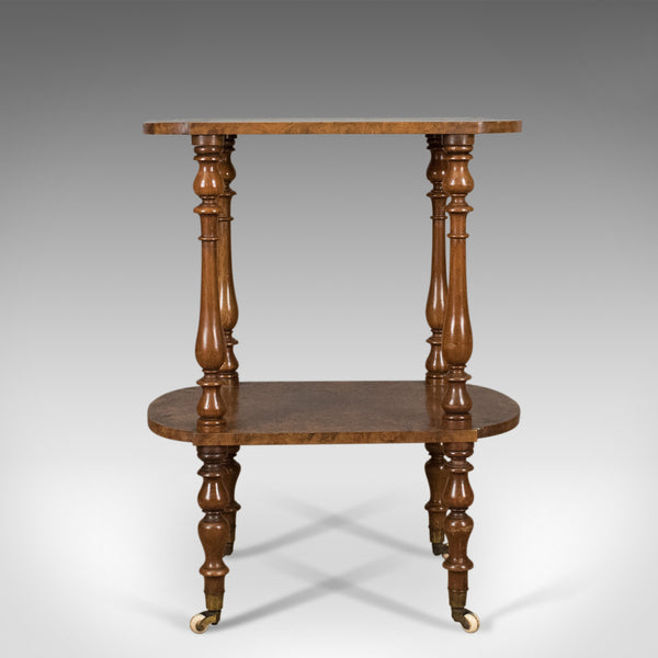 Antique Side Table, English, Victorian, Two Tier, Burr Walnut Circa 1870 - London Fine Antiques