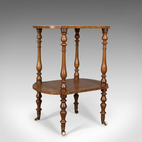 Antique Side Table, English, Victorian, Two Tier, Burr Walnut Circa 1870 - London Fine Antiques