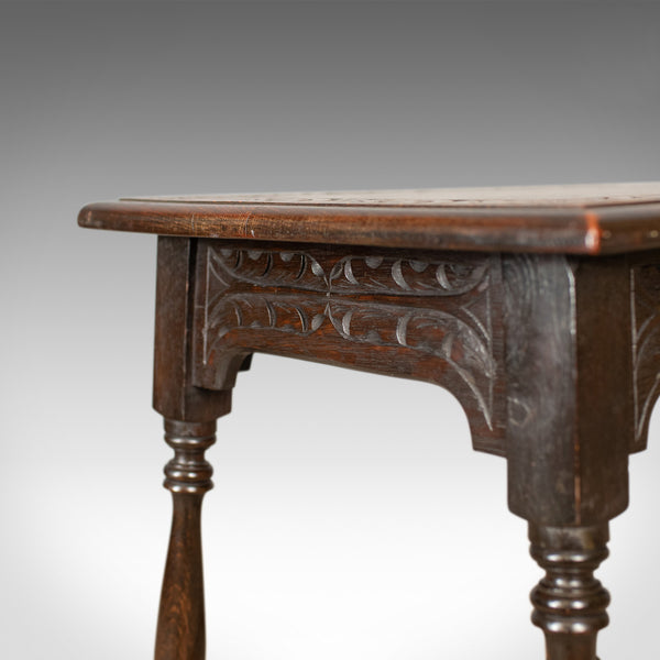 Antique Side Table, Jacobean Revival Taste, English, Victorian, Oak, Lamp, c1900 - London Fine Antiques