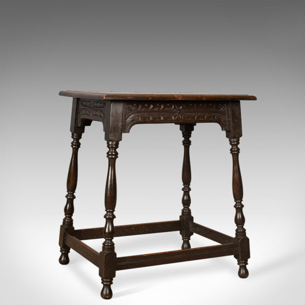 Antique Side Table, Jacobean Revival Taste, English, Victorian, Oak, Lamp, c1900 - London Fine Antiques