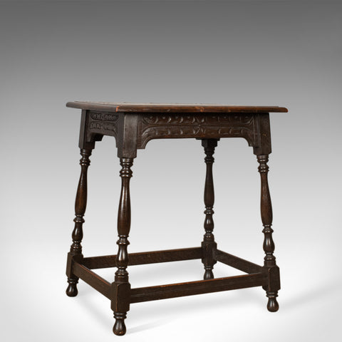 Antique Side Table, Jacobean Revival Taste, English, Victorian, Oak, Lamp, c1900 - London Fine Antiques