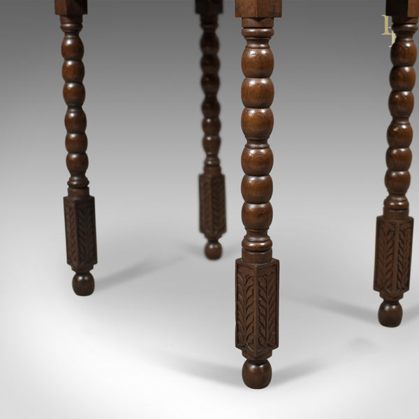 Antique Side Table with Carved Decoration, English Oak, 1908 - London Fine Antiques