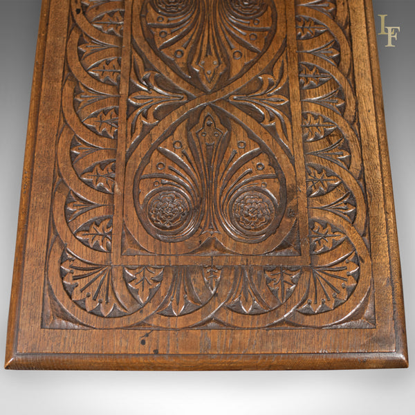 Antique Side Table with Carved Decoration, English Oak, 1908 - London Fine Antiques