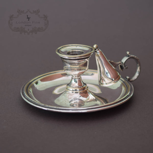 Victorian Silvered Chamberstick, Candlestick, c.1901 - London Fine Antiques