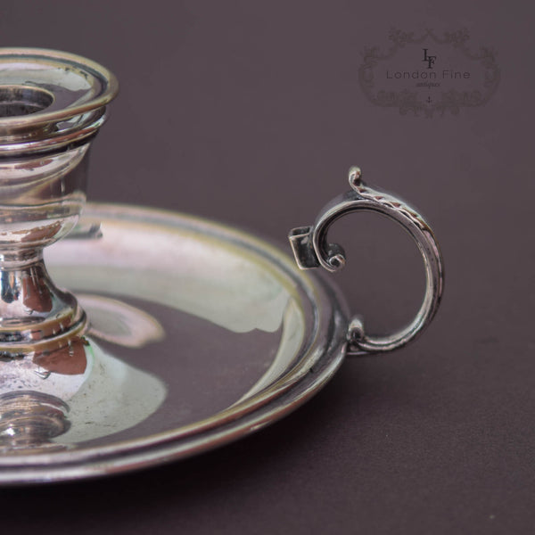 Victorian Silvered Chamberstick, Candlestick, c.1901 - London Fine Antiques