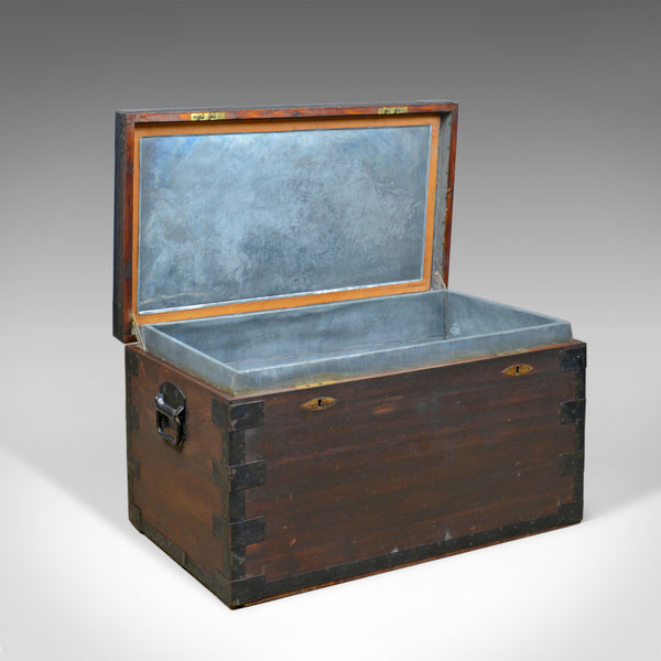 Antique Steamer Trunk, Marine, English, Travel, Ship's Chest, Metal Lined, c1880 - London Fine Antiques