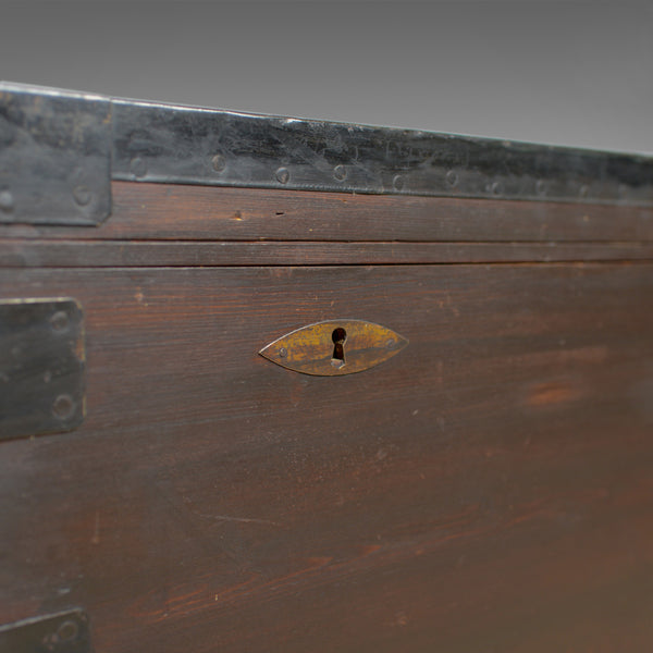 Antique Steamer Trunk, Marine, English, Travel, Ship's Chest, Metal Lined, c1880 - London Fine Antiques