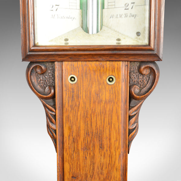 Antique Stick Barometer, Davis Leeds, English, Oak, Scientific Instrument c.1830 - London Fine Antiques