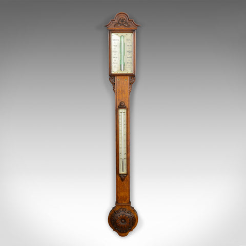 Antique Stick Barometer, Davis Leeds, English, Oak, Scientific Instrument c.1830 - London Fine Antiques
