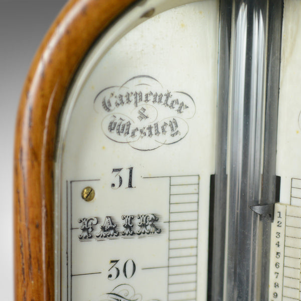 Antique Stick Barometer, Thermometer, Carpenter and Westley, London, Oak, c.1860 - London Fine Antiques