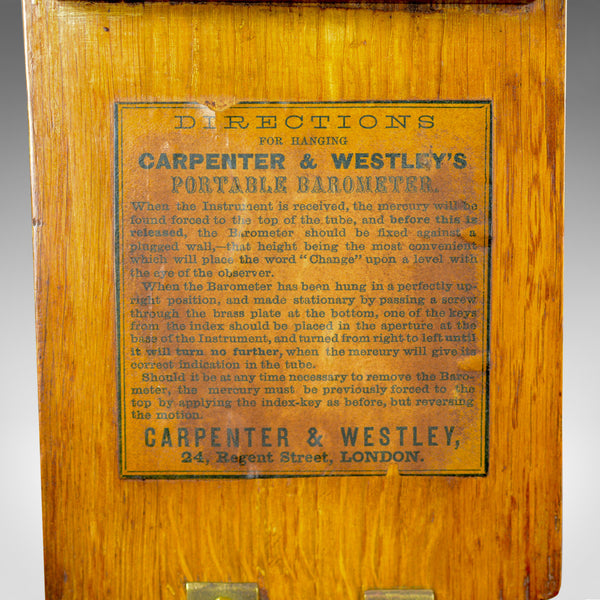 Antique Stick Barometer, Thermometer, Carpenter and Westley, London, Oak, c.1860 - London Fine Antiques