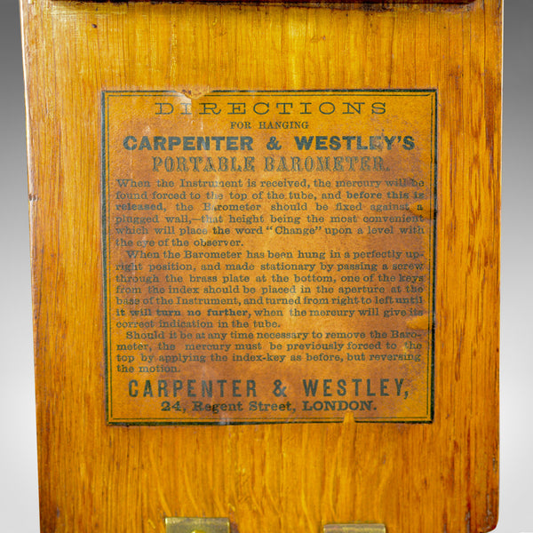 Antique Stick Barometer, Thermometer, Carpenter and Westley, London, Oak, c.1860 - London Fine Antiques