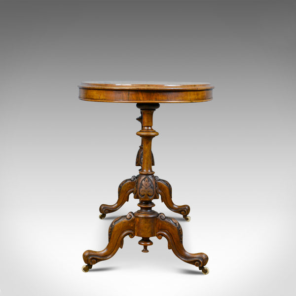 Antique Stretcher Table, Burr Walnut, English, Victorian, Oval, Side, Tea, c1860 - London Fine Antiques