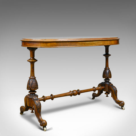 Antique Stretcher Table, Burr Walnut, English, Victorian, Oval, Side, Tea, c1860 - London Fine Antiques