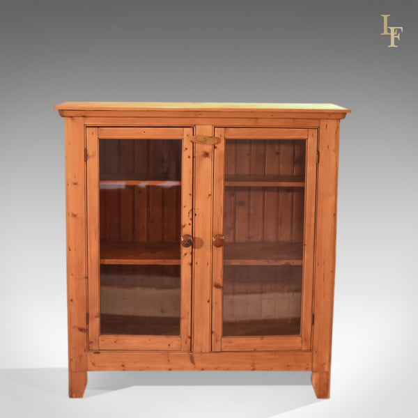 Two Door Antique Bookcase, Victorian Pine Glazed c.1900 - London Fine Antiques