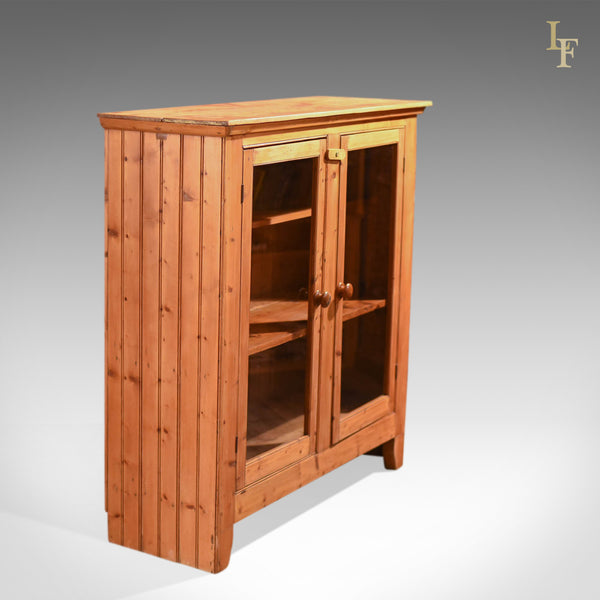 Two Door Antique Bookcase, Victorian Pine Glazed c.1900 - London Fine Antiques