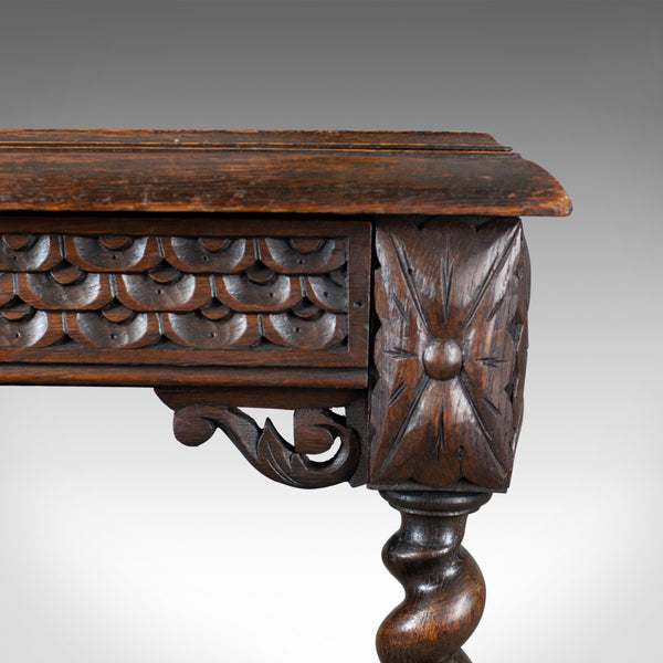 Antique Table, Scottish, Oak, Carved, Barley Twist, Side, Circa 1880 - London Fine Antiques