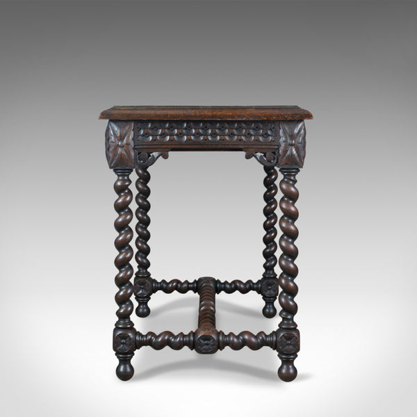 Antique Table, Scottish, Oak, Carved, Barley Twist, Side, Circa 1880 - London Fine Antiques