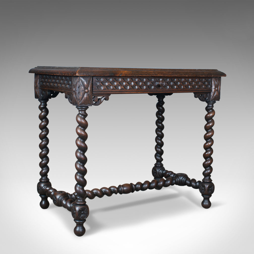 Antique Table, Scottish, Oak, Carved, Barley Twist, Side, Circa 1880 - London Fine Antiques