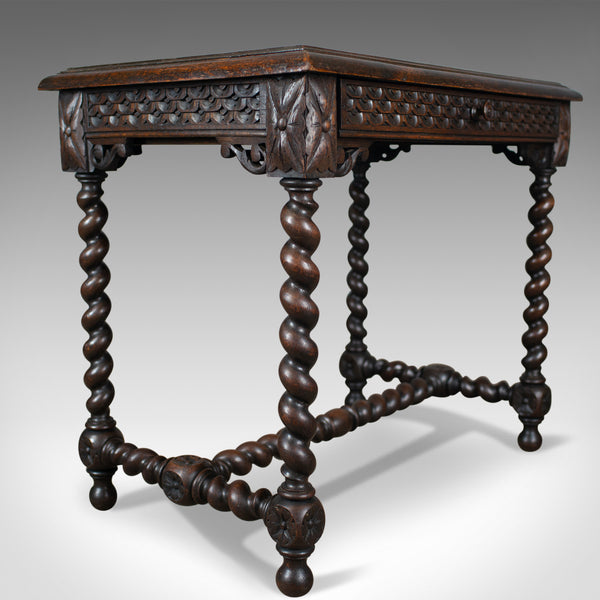 Antique Table, Scottish, Oak, Carved, Barley Twist, Side, Circa 1880 - London Fine Antiques