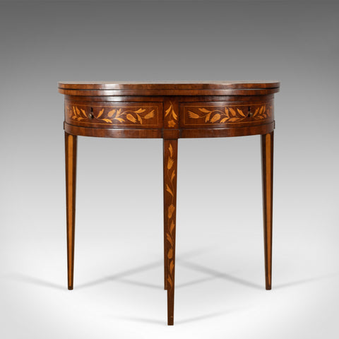 Antique Tea Table, Dutch, Fold-Over, Inlaid, Mahogany, Side, Circa 1780 - London Fine Antiques
