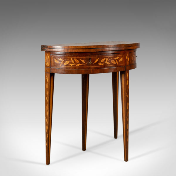 Antique Tea Table, Dutch, Fold-Over, Inlaid, Mahogany, Side, Circa 1780 - London Fine Antiques