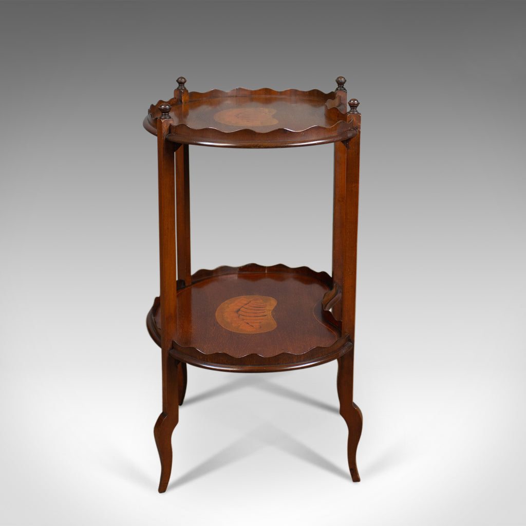 Antique Tea Table English Edwardian Two Tier Gallery Side Circa 1910